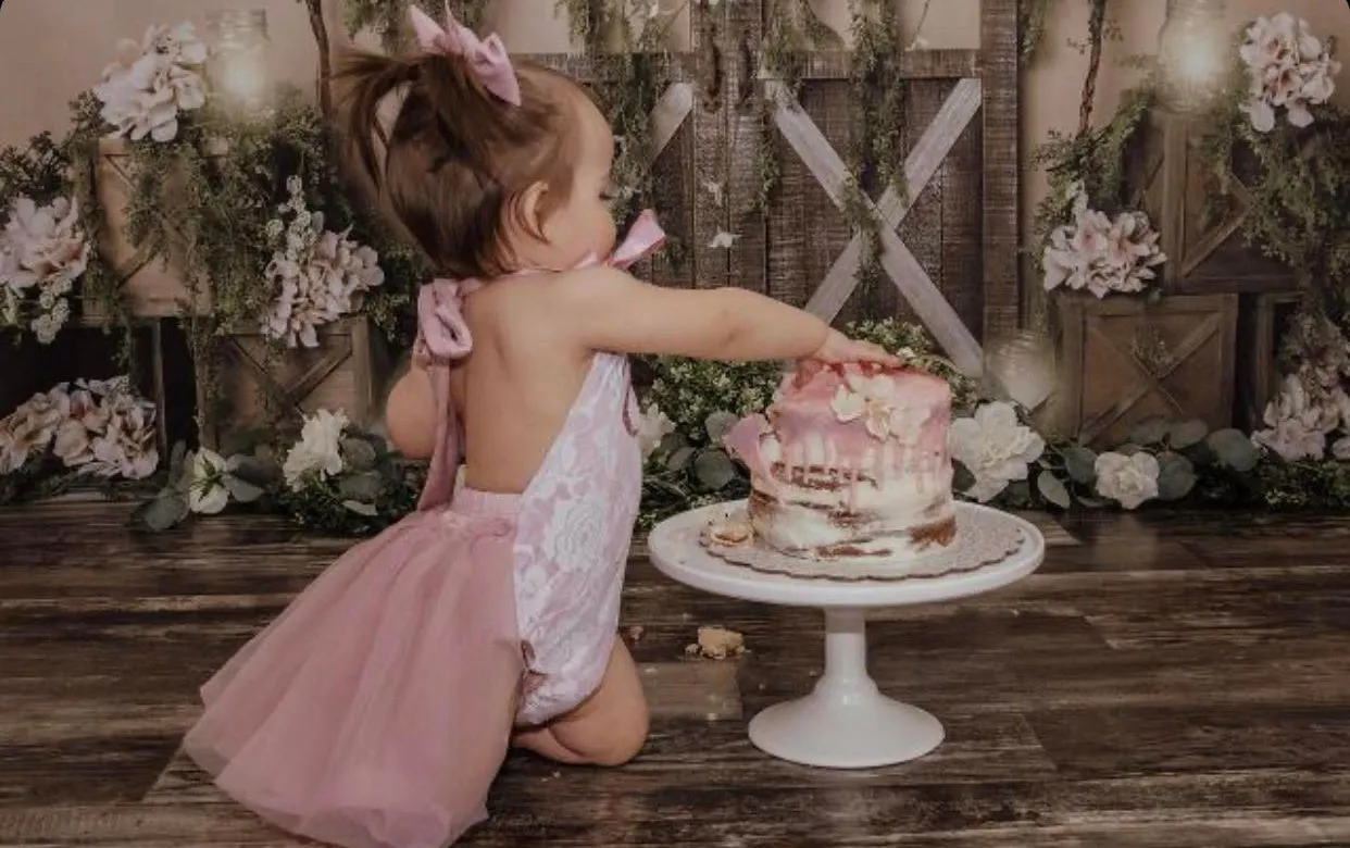 $20.00 EA - 12-24M X 2 -- BEST SELLER  - Birthday Vintage Rose & Lace Tutu Romper