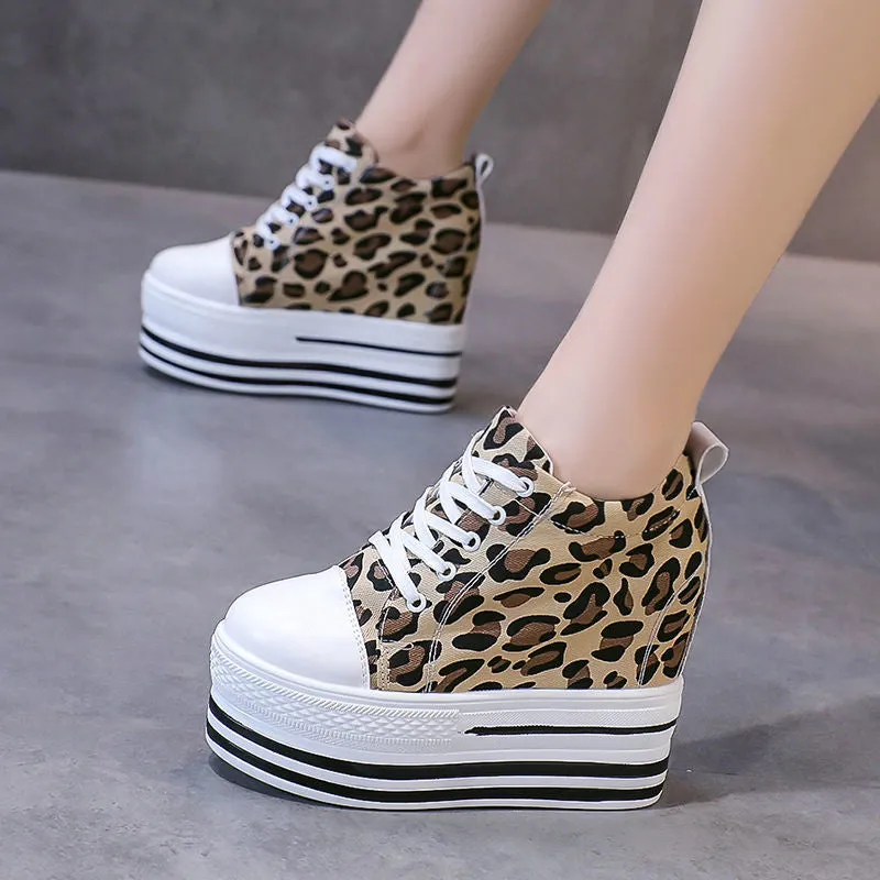 Amozae  12Cm Super High Heel Female Platform Wedge Shoes Chunky Women Casual Sneakers Female Spring Summer Loafer For Female Shoes