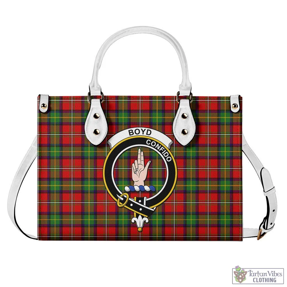 Boyd Tartan Luxury Leather Handbags with Family Crest