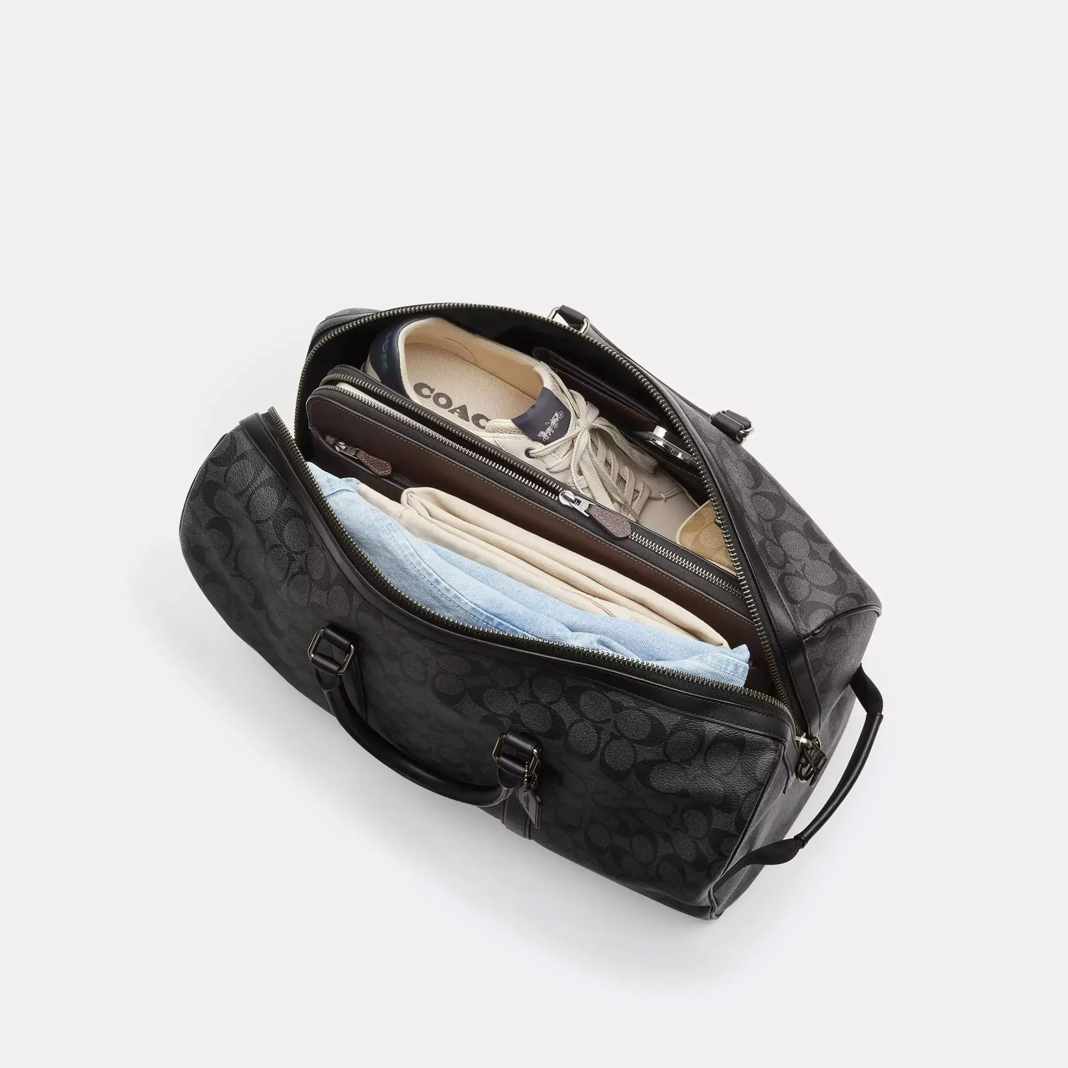 Coach Outlet Venturer In Signature Canvas Bag, Bronze/Charcoal/Black