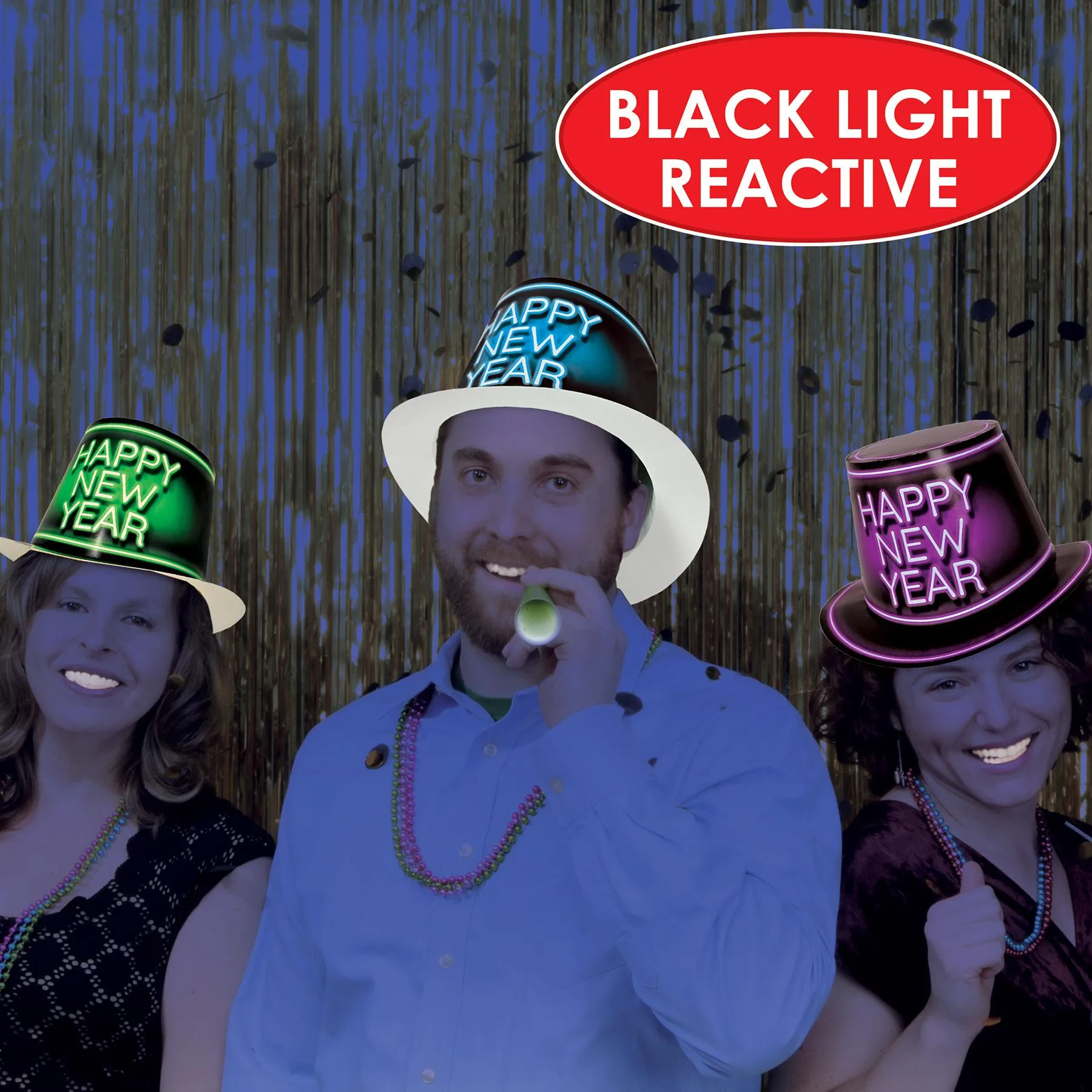 Glowing New Year Hi-Hats (25 per Case)