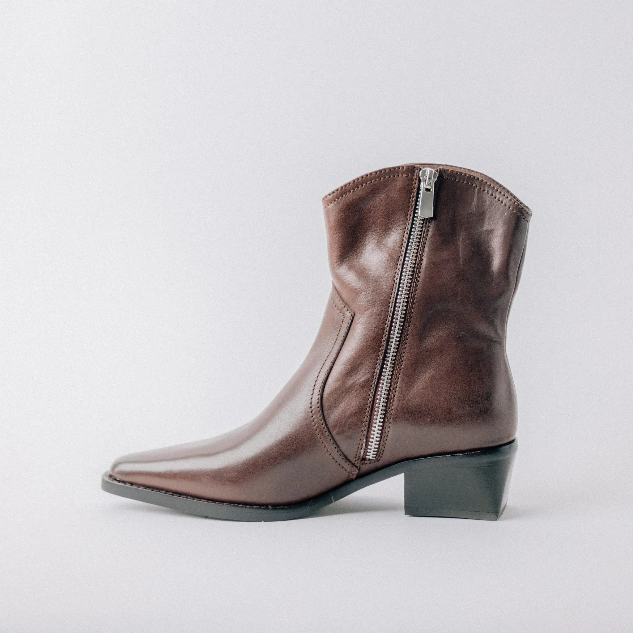 JEFFREY CAMPBELL GET-EM BROWN COWBOY BOOTIES