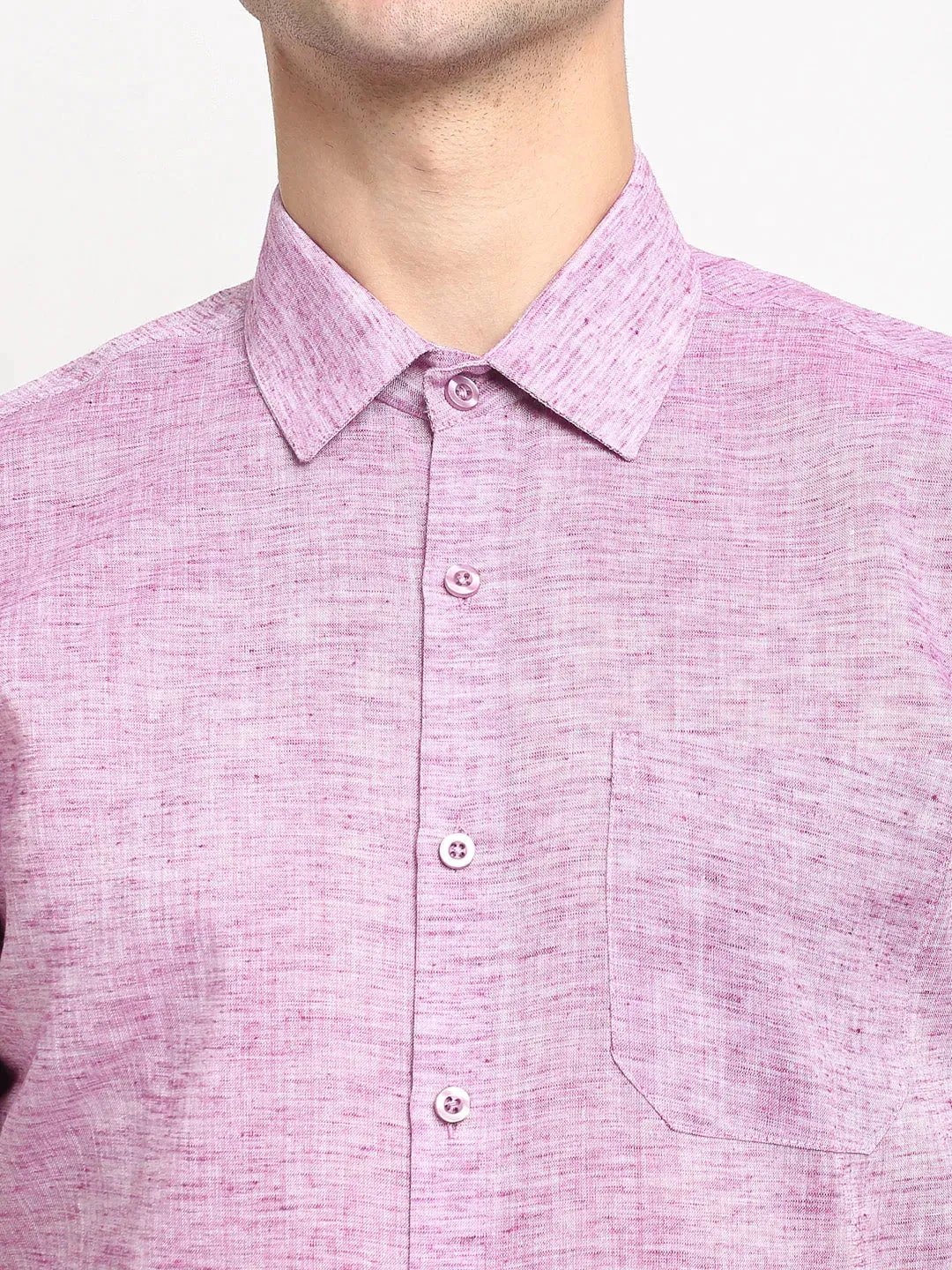 Purple Men'S Solid Cotton Half Sleeves Formal Shirt
