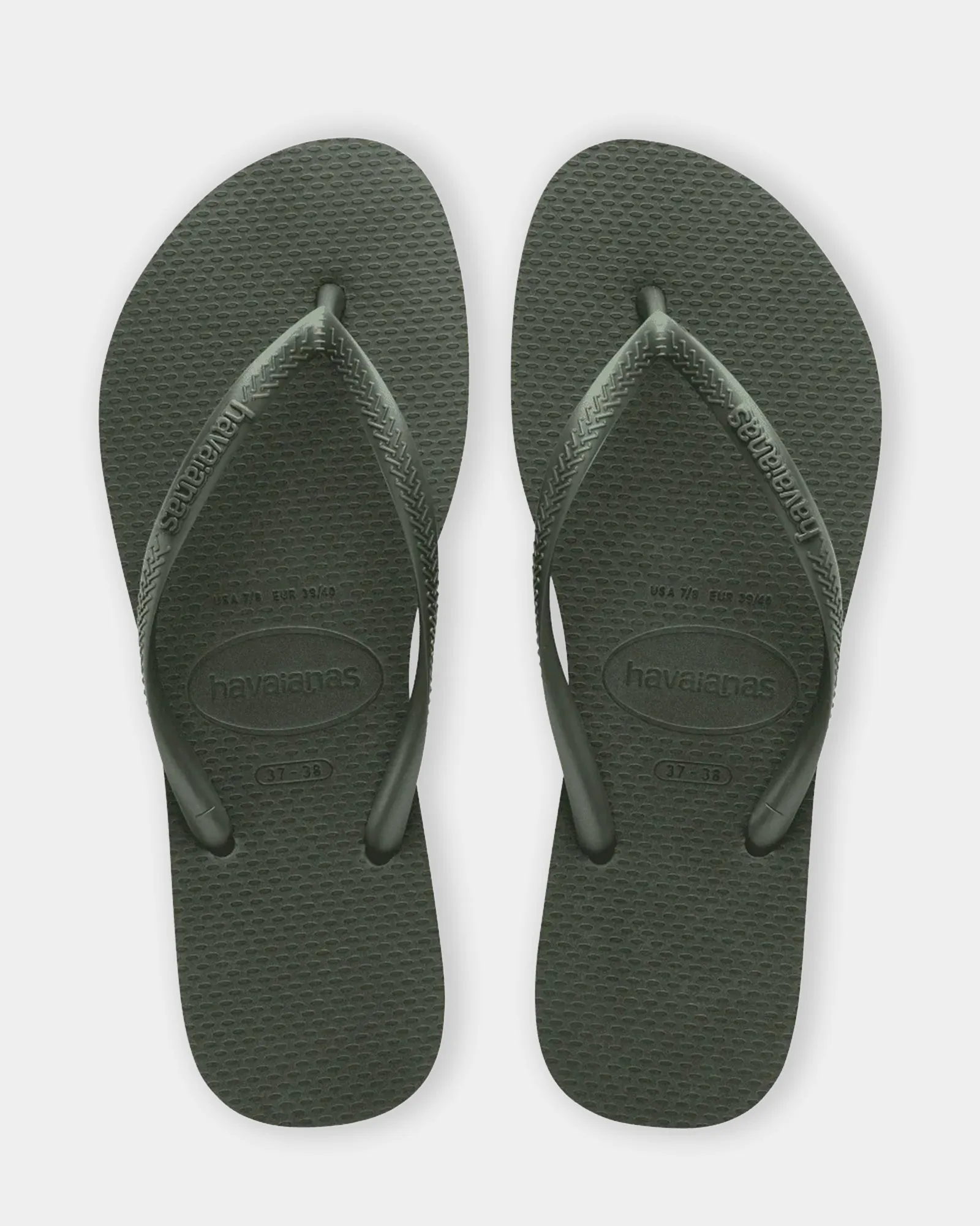 Slim Metallic Green Olive Thongs