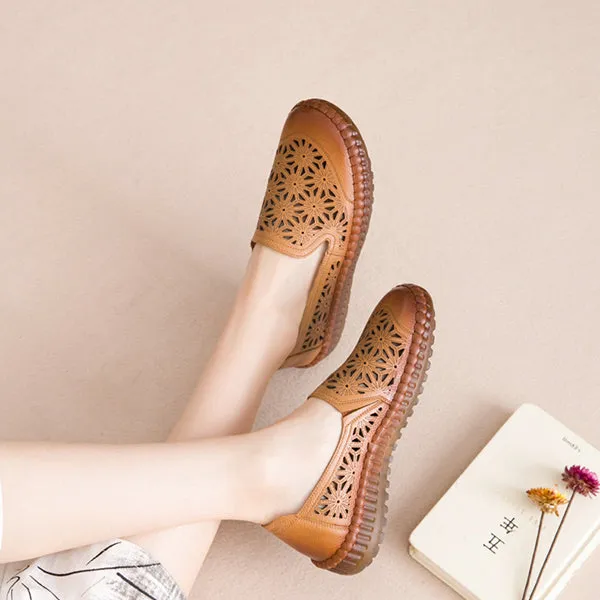 Women Casual Handmade Hollow Flat Shoes